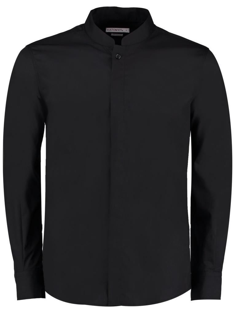 Kustom Kit Mandarin collar fitted shirt long sleeve